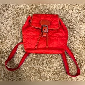 COACH Orange Quilted Logo Backpack